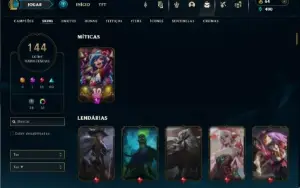 Conta prata 4 com 155 Champs e 144 Skins + 2 Fragmentos