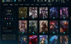 Conta prata 4 com 155 Champs e 144 Skins + 2 Fragmentos