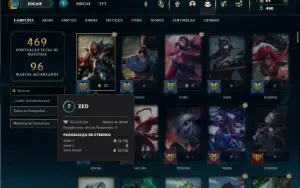 Conta prata 4 com 155 Champs e 144 Skins + 2 Fragmentos