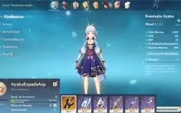 Conta Genshin Impact AR 5 com Ayaka e Espada Aspera