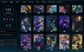 Conta LoL Gold 1 com vários champs e skins prestígios