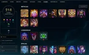 Conta LoL Gold 1 com vários champs e skins prestígios