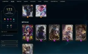 Conta LoL Gold 1 com vários champs e skins prestígios