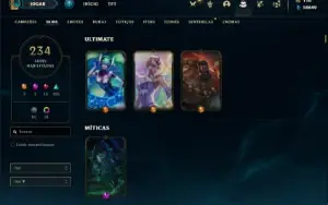 Conta Unranked com TODOS os champs e 235 Skins + 50k de EA