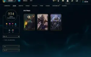 Conta Unranked com TODOS os champs e 235 Skins + 50k de EA