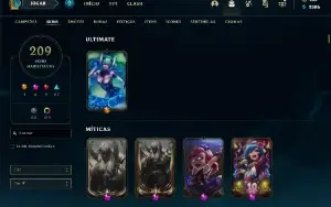 Conta LOL Main Supp Todos os Champs 209 Skins