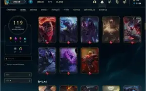 Conta ouro 4 com 119 skins e TODOS os champs