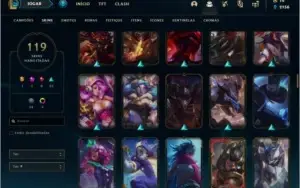 Conta ouro 4 com 119 skins e TODOS os champs
