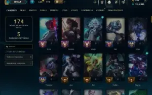 Platina 2 com 130 Champs e 46 Skins +2 Prestigios +1 Rara