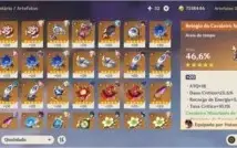 Conta Genshin impact AR 57, muitos 5* + 80 tiros