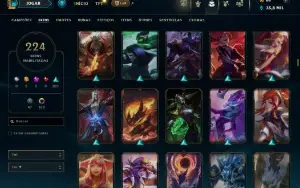 Unranked com TODOS os champs e 224 Skins ( ADC / MID / TOP )