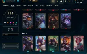 Unranked com TODOS os champs e 224 Skins ( ADC / MID / TOP )
