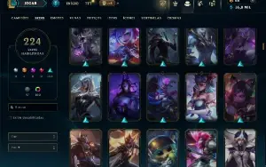 Unranked com TODOS os champs e 224 Skins ( ADC / MID / TOP )