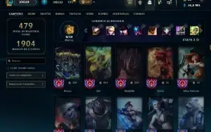 Unranked com TODOS os champs e 224 Skins ( ADC / MID / TOP )
