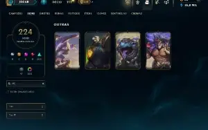 Unranked com TODOS os champs e 224 Skins ( ADC / MID / TOP )