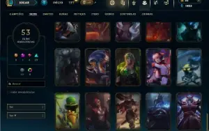 Unranked com 95 Champs e 53 Skins