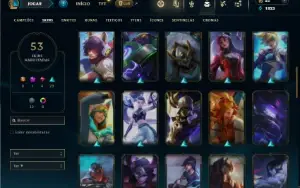 Unranked com 95 Champs e 53 Skins