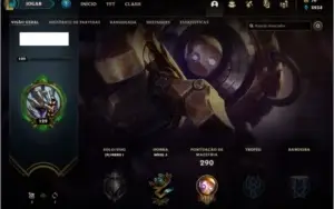 Conta de Lol, com 80 campeões e 34 skins