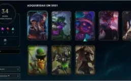 Conta de Lol, com 80 campeões e 34 skins