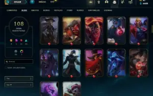 Conta Unranked com 121 Champs e 108 Skins ( MAIN ADC )