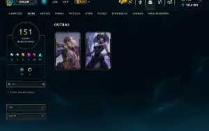 Prata 1 com TODOS os Champs e 151 Skins ( MID / ADC / JG )