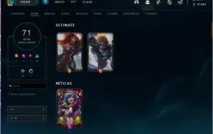 Conta Lol Gold 2, email ok, 71 skins (ultimate), honra 4,2/3