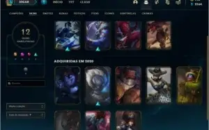 Conta prata 1 com 12 skins e 62 champs
