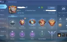 Conta Mobile Legends com Skins Kof e Lendária (Mítico 810)