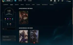 CONTA UNRANKED (EX PLATINA2), 12 SKINS E 42 CHAMPS
