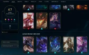 Conta Unranked Upada a Mão! 100 Campões e 47 Skins 😁  Serve