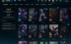 Conta Unranked com TODOS os champs e 127 Skins ( ADC / JG )