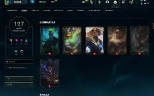 Conta Unranked com TODOS os champs e 127 Skins ( ADC / JG )