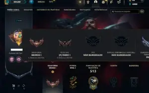 Bronze 1 com TODOS os champs e 279 Skins (JG / TOP)