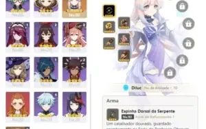 Conta Genshin Impact com 15 T5* Armas e 21 personagens T4