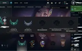 conta platina III com winrate de 60% 4 skins leandárias