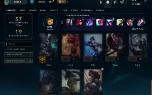 Ouro 3 com 30 Champs e 8 Skins + 2 Fragmentos