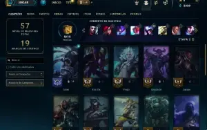 Ouro 3 com 30 Champs e 8 Skins + 2 Fragmentos