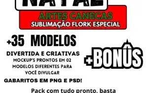 Canecas Flork - Especial Natal +35 Artes Sublimação