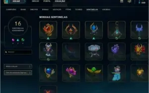 conta com todos os campeões 76 skins, 3 Lendárias, 7 épicas.