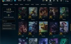 Conta Unranked com 60 Champs e 14 Skins + 1 Fragmento