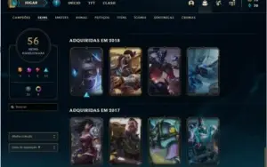 Conta ouro 1 com 84 champs +56 skins + 6Cromas