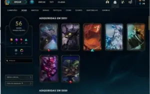 Conta ouro 1 com 84 champs +56 skins + 6Cromas