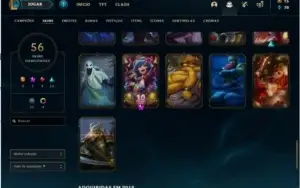 Conta ouro 1 com 84 champs +56 skins + 6Cromas