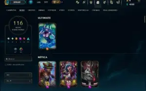 Unranked com 110 Champs e 116 Skins ( JG / ADC / TOP )
