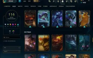 Unranked com 110 Champs e 116 Skins ( JG / ADC / TOP )