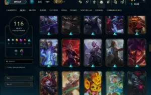 Unranked com 110 Champs e 116 Skins ( JG / ADC / TOP )