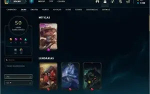 conta - 50 skins, 70% dos campeoes, tft e soloduo prata1/2