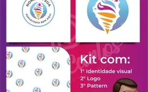 Logomarca pra Sorveteria Profissional Kit Promocional