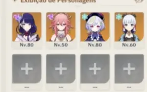 Conta Genshin Impact: Raiden,Yae Miko,Ayaka e Qiqi