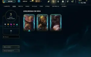 Mestre com 26 Champs e 3 Skins + 12 Fragmentos